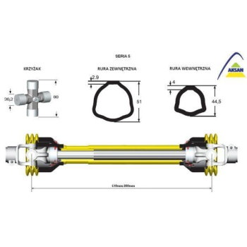 Wał przegubowo-teleskopowy 610-880mm 620Nm 60230 CE seria 5 AKSAN-6501