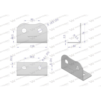 Uchwyt (tablica) podwójny dla szybkozłączy long z przeciwnakręką M18x1.5 EURO Waryński-65262
