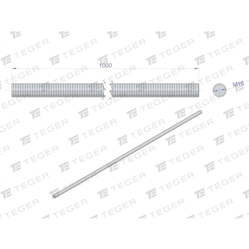 Pręt gwintowany M16 x 1000mm kl.8.8 DIN 975 ocynkowany TEGER-65297
