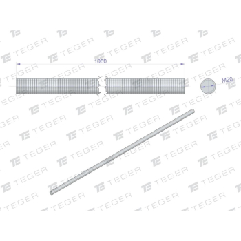 Pręt gwintowany M20 x 1000mm kl.8.8 DIN 975 ocynkowany TEGER-65299