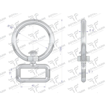 Okrętka, obroży Jałówka 8mm do pasa 4cm, Royal Farm-65368