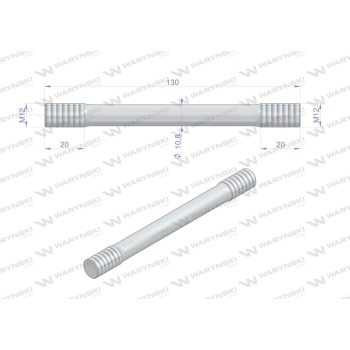 Śruba dwustronna, M12 130mm 20mm gwintu , , Waryński-65384