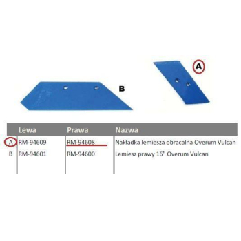 Dłuto, nakładka lemiesza obracalna prawa Overum Vulcan pasuje śruba M12X35NOS - 2 szt.-7180