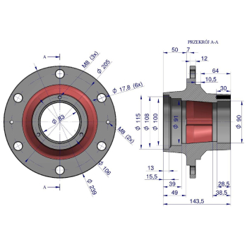 Piasta koła Przyczepa D-47 2213150030-731