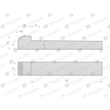 Klin z noskiem 12x8x63 TEGER,-75549