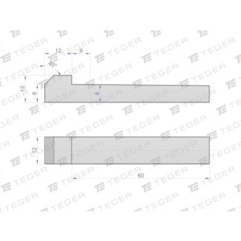 Klin z noskiem 12x8x60 TEGER,-75601