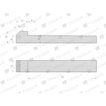 Klin z noskiem 12x8x70 TEGER,-75603