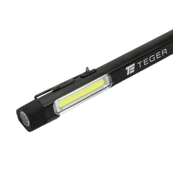 Latarka LED COB pen aluminiowa 400lm akumulator 750mAh ładowana USB Teger-75926