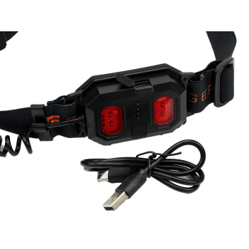 Latarka czołówka,  paskowa SOFT  LED COB  450lm z funkcją RED z tyłu ładowana USB, Teger-75938