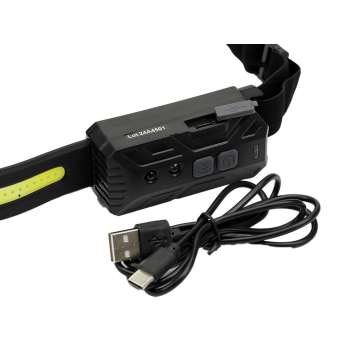 Latarka czołówka,  paskowa SOFT LED COB z aktywacją gestem i podwójnym spotem 500lm 2000mAh USB, Teger-75942