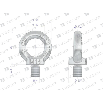 Śruba oczkowa, śruba z oczkiem M14 TEGER,-76014