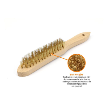 Szczotka druciana do rdzy PREMIUM - drut mosiężny / 4 rzędowa, TEGER-76249