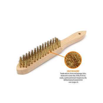 Szczotka druciana do rdzy PREMIUM - drut mosiężny / 5 rzędowa, TEGER-76251