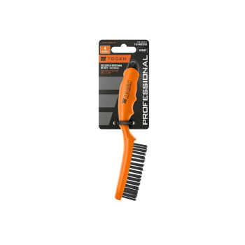 Szczotka druciana do rdzy PROFESSIONAL , drut stalowy czarny / 4 rzędowa, z plastikową rączką, Teger-76296