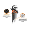 Zestaw kluczy imbusowych, TORX T10-T50 - DŁUGIE 9szt, Teger-76311