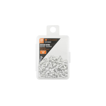 Zestaw nitów stalowych, kulistych, (5x16mm), DIN660, (100 szt.), Teger-76304