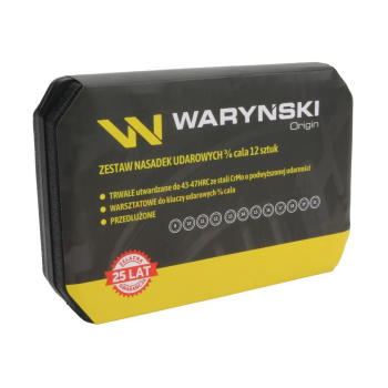 Zestaw nasadek udarowych, 3/8 cala przedłużanych z utwardzanej stali stopowej CrMo 12 el., do prac w mechanice pojazdowej, warsztatowych, konstrukcyjn