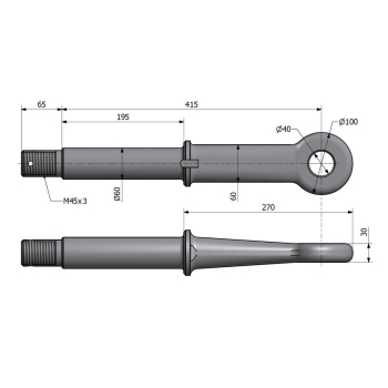 Ucho dyszla D-50 Fi40mm M45x3 Przyczepa-78302