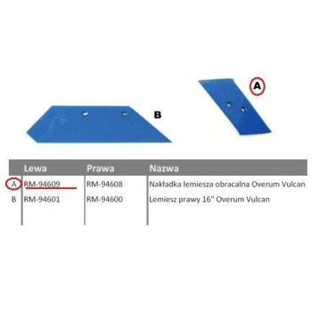 Dłuto, nakładka lemiesza obracalna lewa Overum Vulcan pasuje śruba M12X35NOS - 2 szt.-79198