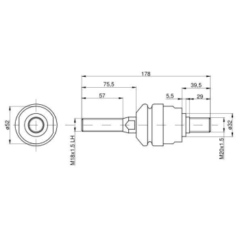 Przegub kierowniczy poziomy 185mm - M20x1,5 - M18x1,5L 1966127C1 Case TAQ-7923