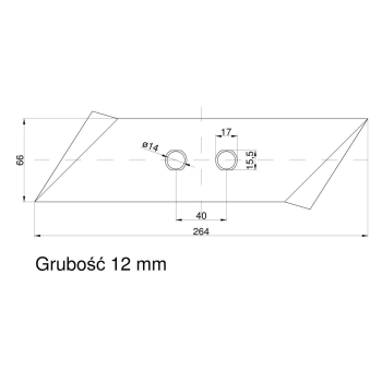 Dłuto, nakładka lemiesza prawa Kverneland Vulcan pasuje śruba M12X34OV2-80240