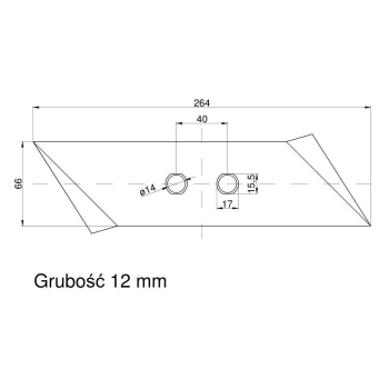 Dłuto, nakładka lemiesza lewa Kverneland Vulcan pasuje śruba M12X34OV2-80245