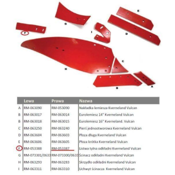 Listwa tylna odkładni prawa Kverneland Vulcan-81022