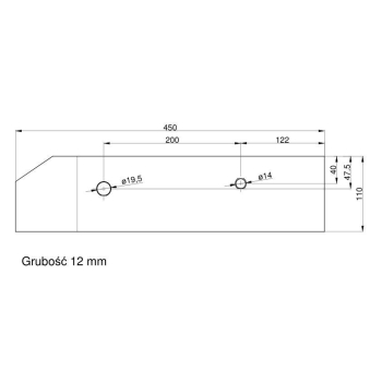 Płoza krótka prawa Kverneland Vulcan pasuje śruba M14X34OV1 - 1 szt. + M12x34OV2 - 1 szt.-81064