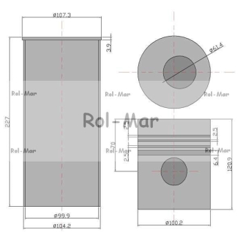 Zestaw naprawczy silnika niehonowany A4.248, 285, 290 (839079) , 590, 690 Massey Ferguson/Perkins-81672