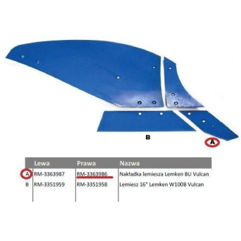 Dłuto, nakładka lemiesza prawa Lemken BU Vulcan pasuje śruba M12X35PL - 2 szt.-81948