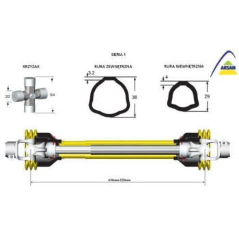 Wał przegubowo-teleskopowy 610-920mm 210Nm 10230 CE seria 1 AKSAN-82431