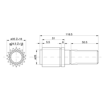 Wałek przedniej zwolnicy 18Z\18Z 5214359, 81435C1 Case-82669