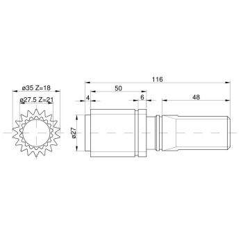 Wałek przedniej zwolnicy 18Z\21Z 81320C1 Case-82673