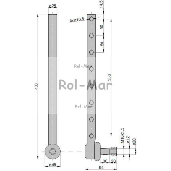 Przegub drążka kierowniczego poprzecznego  320mm 17-19mm AR51584 John Deere-82993