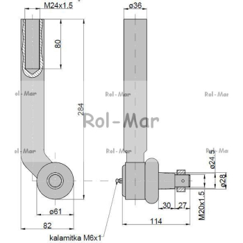 Przegub kierowniczy 260mm - M24x1,5 AL116741 John Deere TAQ-83086