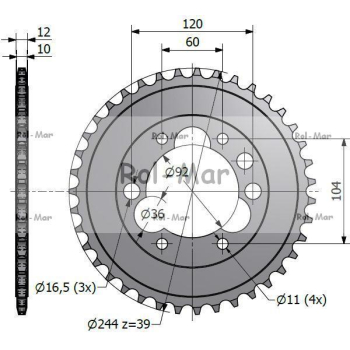 Koło łańcuchowe Z-39 12b Bizon-83493