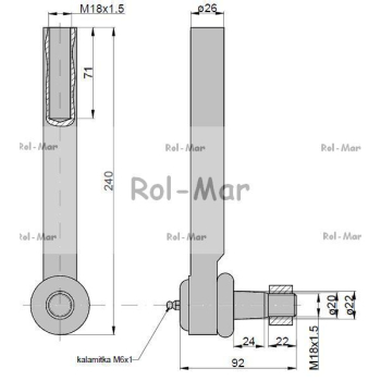 Przegub kierowniczy 220mm - M18x1,5 81878555 New Holland TAQ-83563