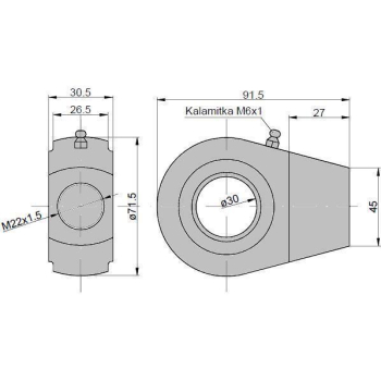 Ucho siłownika łożysko GE-30 KT2*50 (UE2. 50)-83634