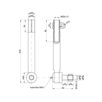 Przegub kierowniczy 243mm - M22x1,5 1968464C1 oś ZF ZF APL330+APL335 Case TAQ-83692
