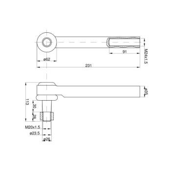 Przegub kierowniczy 207mm - M24x1,5 126145A1 Case TAQ-83696