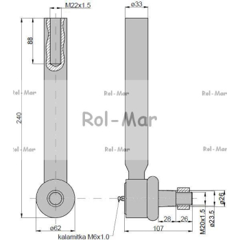 Przegub kierowniczy 210mm - M22x1,5 04392038 Deutz TAQ-83733