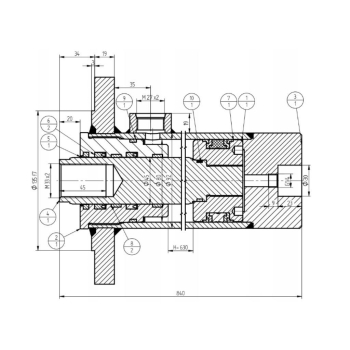 Cylinder hydrauliczny, siłownik, cyklop obrotu CJ5 z kołnierzem Kraj-85253