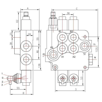 Rozdzielacz hydrauliczny pięciosekcyjny (5) 80L-85351