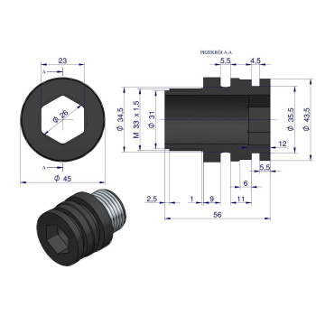 Króciec M33x1,5 Opryskiwacz-86471