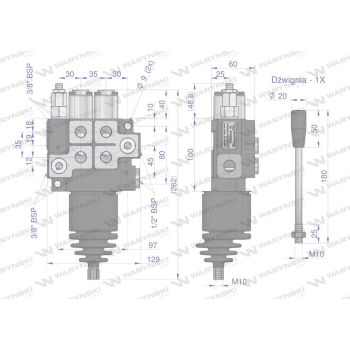Rozdzielacz hydrauliczny 2-sekcyjny max przepływ 40L  z joystickiem  Waryński-86769