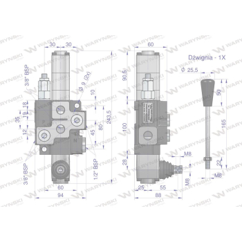 Rozdzielacz hydrauliczny 1-sekcyjny max przepływ 40L  z sekcją pływającą Waryński-86938