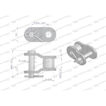 Półogniwo łańcucha P06B-1 (R1 3/8) Waryński ( sprzedawane po 10 )-87446