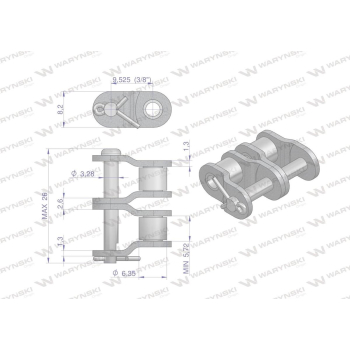 Półogniwo łańcucha P06B-2 (R2 3/8) Waryński ( sprzedawane po 10 )-87448