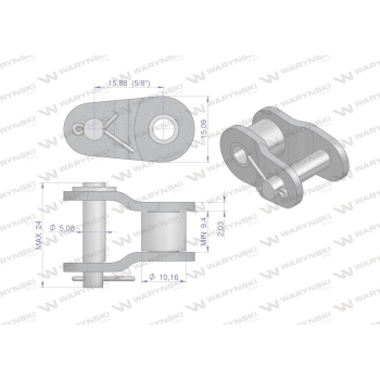 Półogniwo łańcucha wzmocnione P10A-1 ANSI A 50 (R1 5/8) Waryński ( sprzedawane po 10 )-87454