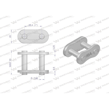 Zamek łańcucha wzmocniony Z16A-1 ANSI A 80 (R1 1) Waryński ( sprzedawane po 10 )-87488